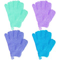 4 Pairs Bath Exfoliating Gloves Scrub Double Sided Bath Mitts Scrubs for Shower Body Scrubber Glove Bathing Accessories for Spa Massage (Green Ocean Blue Purple Purplish Red)
